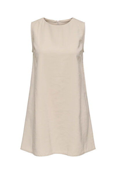 ONLY Γυναικείο φόρεμα μπεζ με στρογγυλή λαιμόκοψη και μηδενικά μανίκια - 1536...