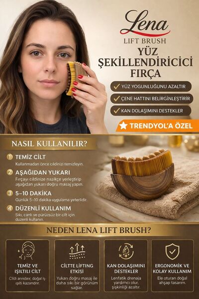 LENA TATTOO Lena Lift Brush Yüz & Vücut Masaj Fırçası | Sıkılaştırıcı, Ödem A...