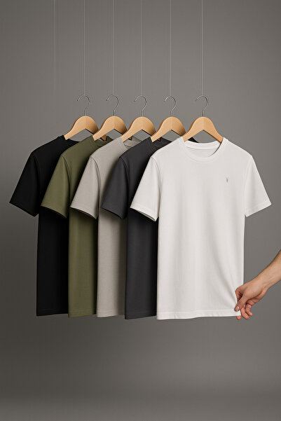 COMBİNE MİCHAİL Tricou pentru bărbați, cu gât crew, confortabil, Basic, pache...