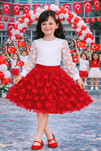 HER ŞEY NOTA www.herseynota.com Set tricou și fustă pentru fete – Combinație ...