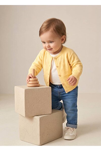 Ozmoz By Mukadder Özden Organic Knitwear Knitted Long Sleeve Yellow Spring Ca...