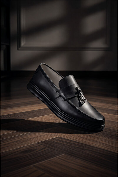 PAPATAY 9793 Genuine Leather Tasseled Men's Classic Black Loafer Shoes – Men'...