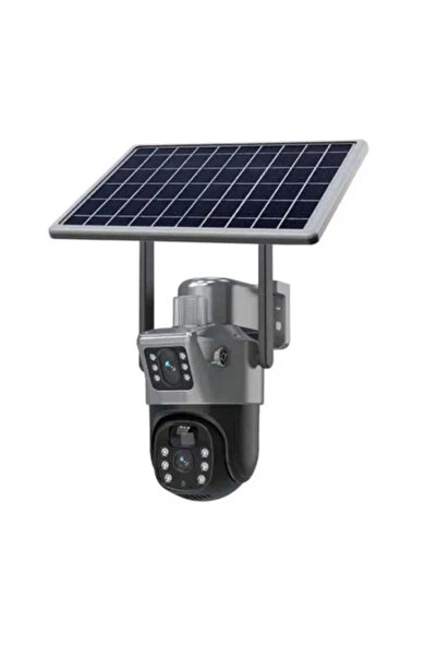 DEEBCO Cameră de supraveghere duală 6MP cu panou solar integrat pentru exteri...