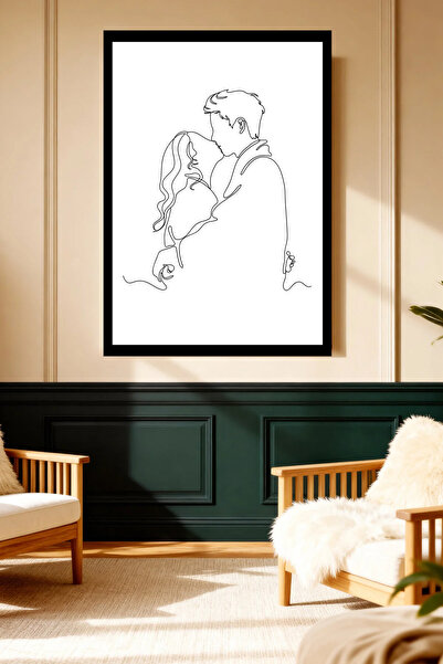 Mushen Studio Minimalist, cu o singură linie, romantic, fără ramă, tablou pe ...