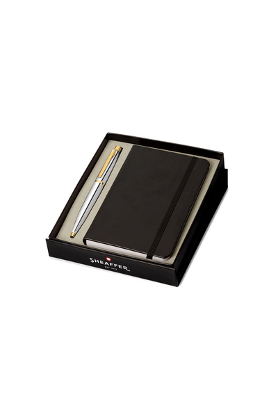 Sheaffer قلم Vfm 9422 من الكروم المصقول مع حواف مطلية بالذهب BP مع دفتر ملاحظ...