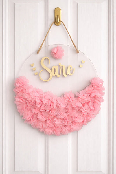 Güler Kaligrafi Kişiye Özel Lazer Güllü Pleksi Bebek Odası Kapı Süsü Duvar Sü...