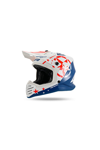 UFO Plast Korey children's motocross/enduro helmet, blue/white/red, M