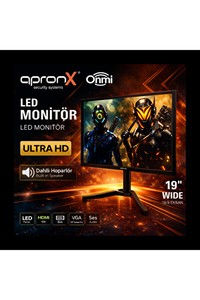 APRONX APX-NW19 19 İnç LED Monitör Dahili Haporlör 900P VGA HDMI Girişli