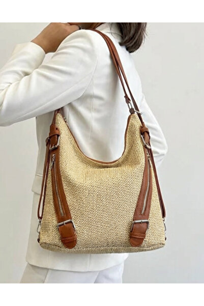 Çanta Trend Can Be Used as a Straw Shoulder Bag and Backpack, Women's Handbag...
