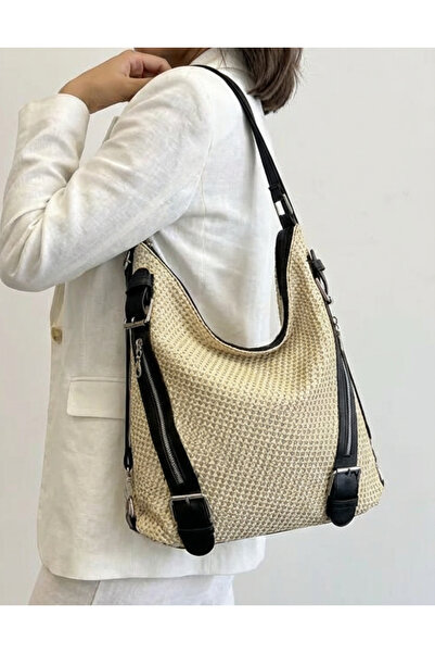 Çanta Trend Can Be Used as a Straw Shoulder Bag and Backpack, Women's Handbag...