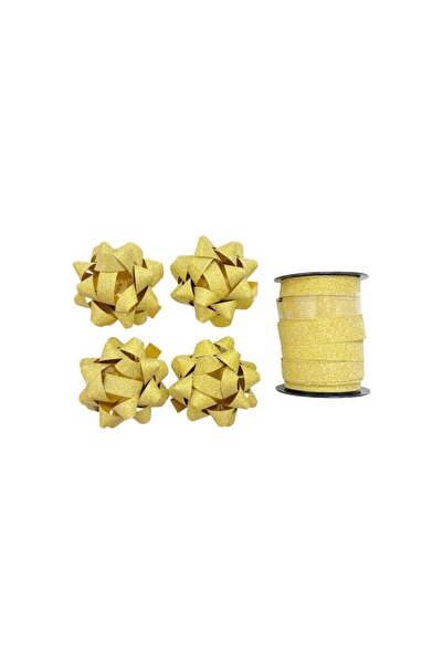 AFO Σετ 4 κορδέλες 5,5 εκ. με κόλλα και ρολό 10μ. χρυσό γκλίτερ