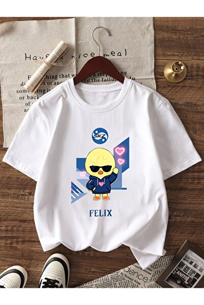 PixelWear تي شيرت KPOP Stray Kids Felix للجنسين مقاس كبير