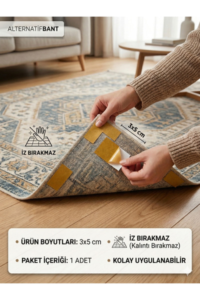 Alternatifbant Halı Kaydırmaz Çift Taraflı Bant 3x5 cm (30mmx50mm) İz Bırakma...