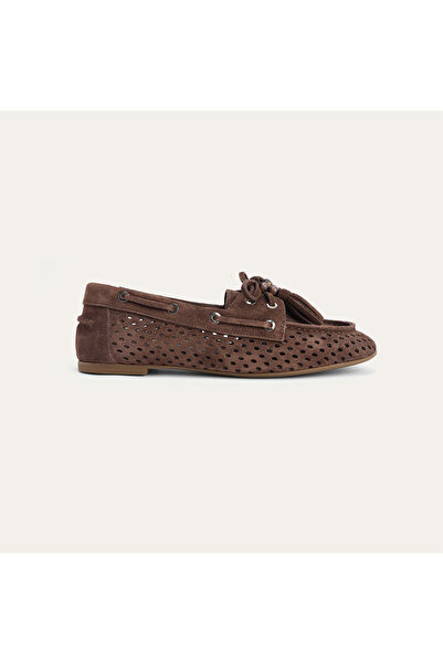 Mudo Perforated Suede Leather Boat Shoes