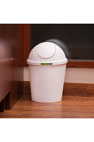 ROYALFORD Woven Swing Trash Bin RF12637 Plastic Dustbin with Swinging Lid Ass...