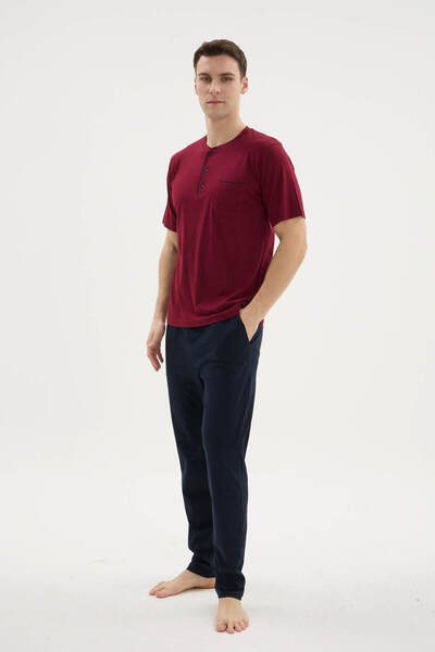 KLY Battal Midi Collar Men's Pajamas 2209B