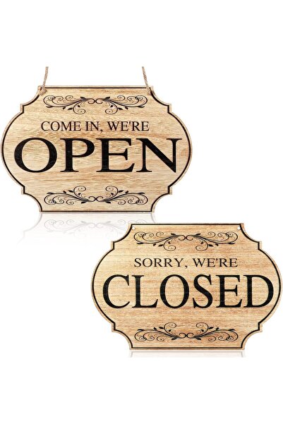 Al Raied ARS® Wooden Store Open and Closed Business Sign Two Sided Reversible