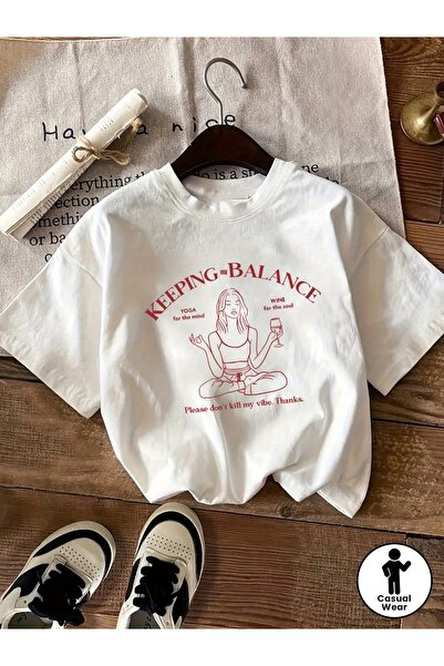 AEMİ Μπλουζάκι Unisex με στάμπα "Keeping My Balance " σε μεγάλο μέγεθος και λ...