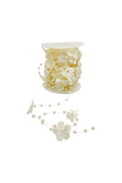 AFO Ρολό από Υφασμάτινες Χάντρες και Λουλούδια Ιβουάρ 10μ