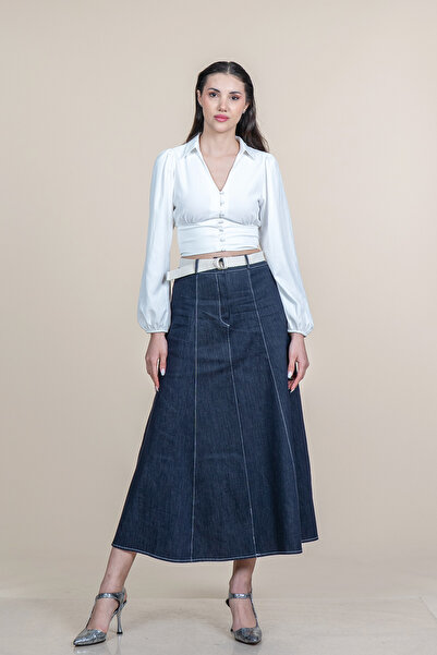 MissVina Φούστα τζιν Garni με ραμμένη ζώνη 6885