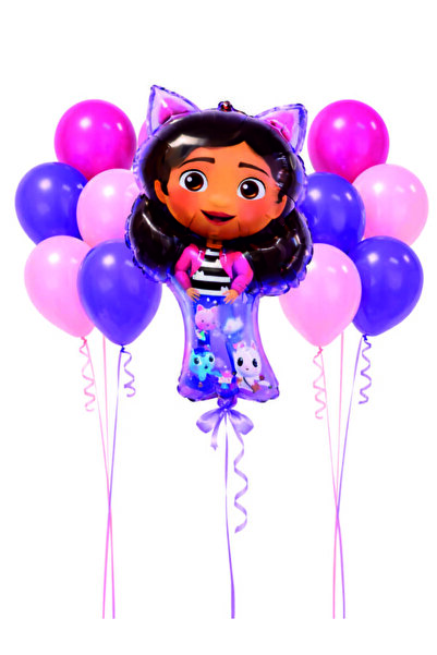 Masal Şekerleme Gabby Dollhouse Folyo Balon ve 20'li balon Set - Gabby Folyo ...