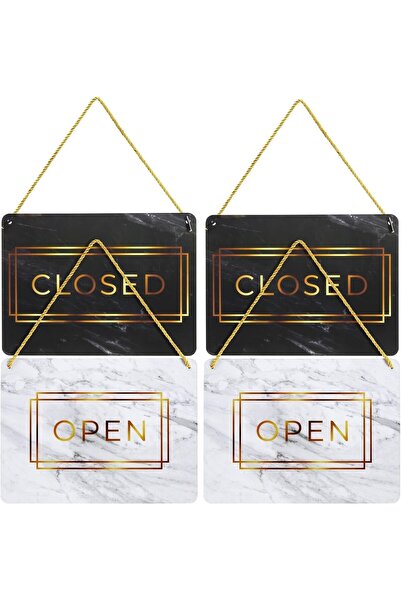 Al Raied ARS® Double Sided Open and Closed Sign for Businesses, Marble Print ...