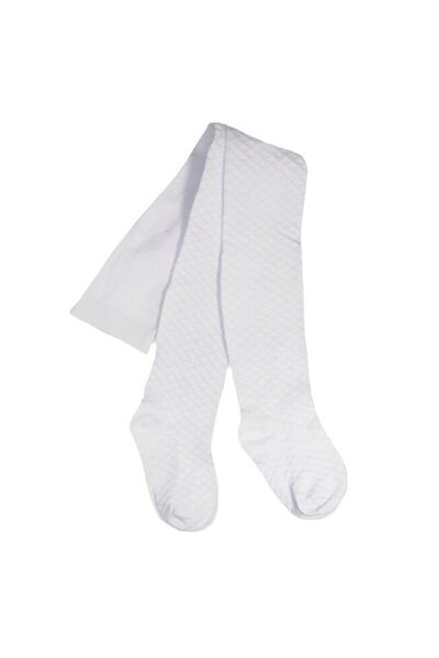 NO NAME Tights with Panty for Girls, 80% Cotton, White with Pattern