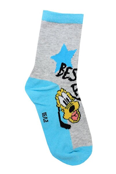 Disney Boys Socks, 75% Cotton, Mickey Mouse, Best Pals, Gray with Blue