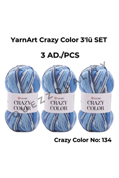 Yarnart مجموعة كريزي كولور المكونة من 3 خيوط محبوكة يدويًا رقم: 110