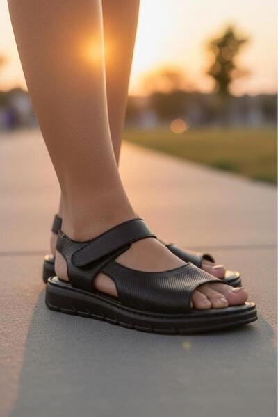 Ceyo Women's Genuine Leather Sandals Orthopedic Comfortable Velcro Breathable...