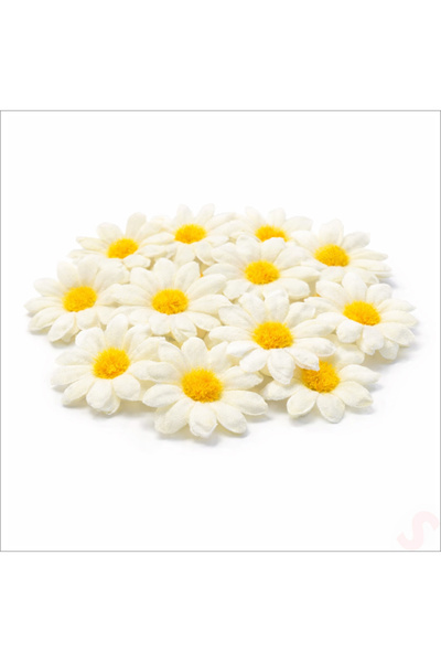 SüSLe Bebek ve Parti Yapay Papatya Çiçek Kafası 4 cm x 20 Adet - Beyaz