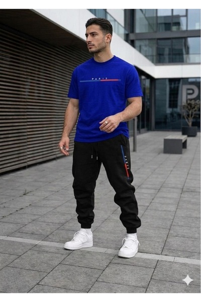 FAEL LİFE Girls'/Boys' T-Shirt and Sweatpants Colorful Paris Bold Set