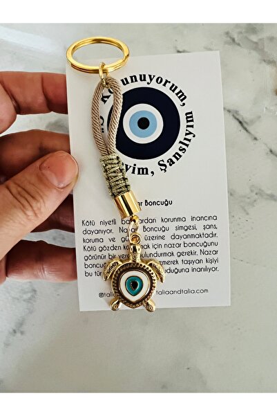 Talia&Talia Turtle Figured Evil Eye Bead Keychain – Symbol of Luck & Protection
