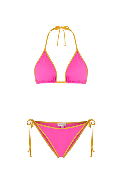 AQUELLA Fuchsia Triangle Bikini Set with Piping Detail