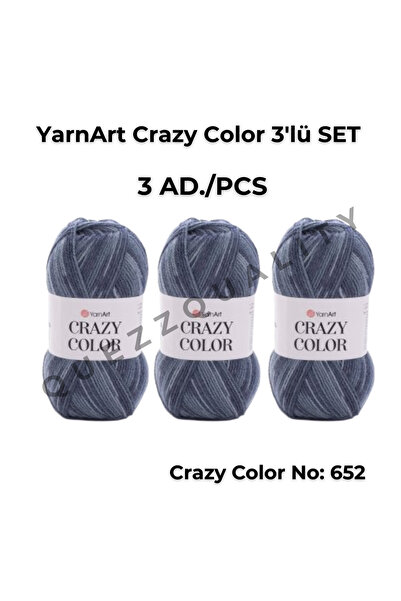 Yarnart مجموعة كريزي كولور المكونة من 3 خيوط محبوكة يدويًا رقم: 110