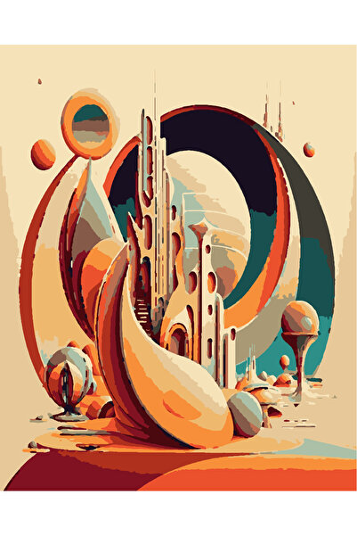 Sayılarla boyama Kasnaklı Tablo Seti Fırça Boya Dahil 40x50cm ABSTRACT III