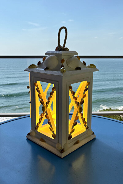 MaviMarinUrla El Yapımı Ahşap Beyaz Gerçek Deniz Kabukları ile Tasarlanmış Fe...