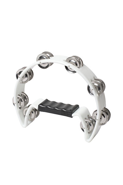 Temel Half Moon Tambourine with 16 Bells White 21.5 cm