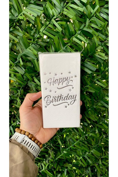 MFM Happy Birthday Gray Napkins Gilded 12 Pieces