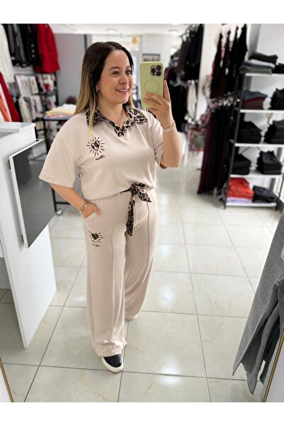 İNCİMOD Leopar Detaylı Kemerli Eşofman Takım