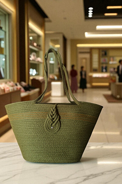 KAAN HOME Natural Looking Vegan Beach Bag or Daily Bag with Colorful Self-Tie...