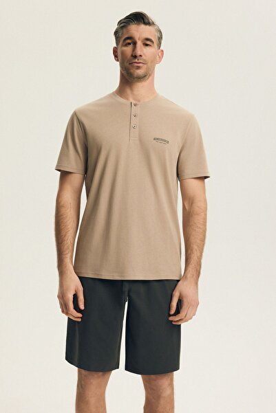 Henderson Men's Pajamas Set T-Shirt & Shorts Henley Neck with Buttons Classic...