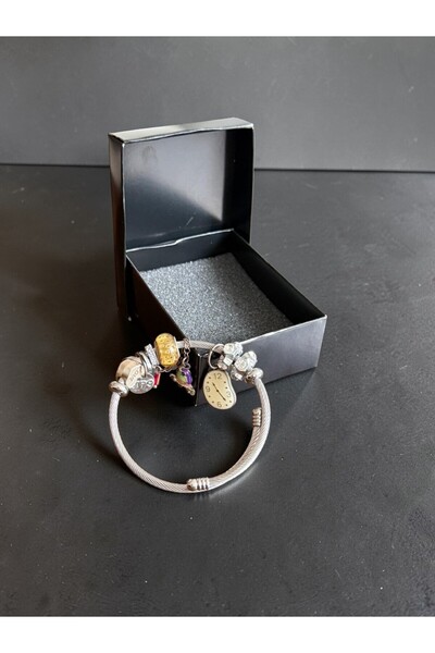 BEKAZEN Charmlı Women's Bracelet Silver Color Handcuff Bracelet Watch Figured...