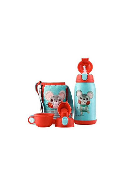 Beddybear Termos pentru copii cu capac, pai și cană, BeddyBear, Mouse, 630 ml...