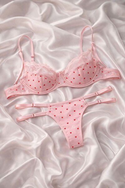 CASULA Pembe Kalpli Bralet Sütyen Kilot Takımı