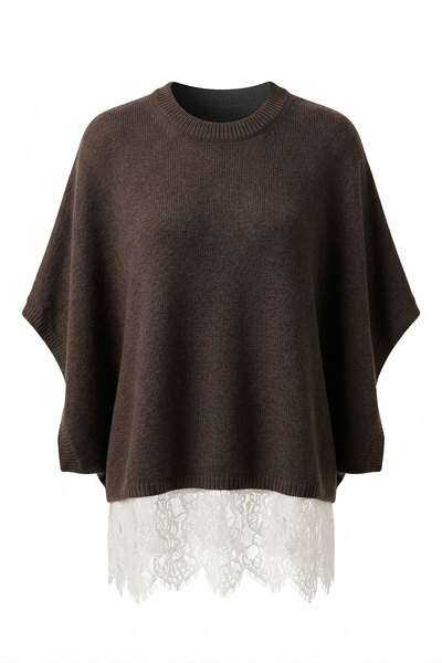 MAGARDE Φούστα με μανίκια νυχτερίδα και δαντέλα, μπλούζα μερσεριζέ - ΚΑΦΕ