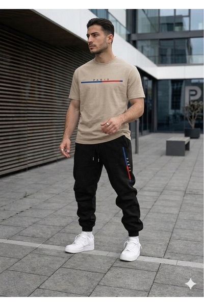 FAEL LİFE Girls'/Boys' T-Shirt and Sweatpants Colorful Paris Bold Set