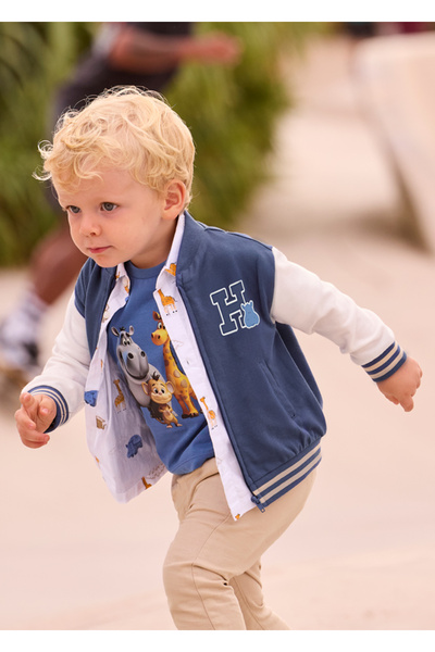 MAYORAL Pulover Fleece College Jacket for Ages 1-4 - Dark Blue