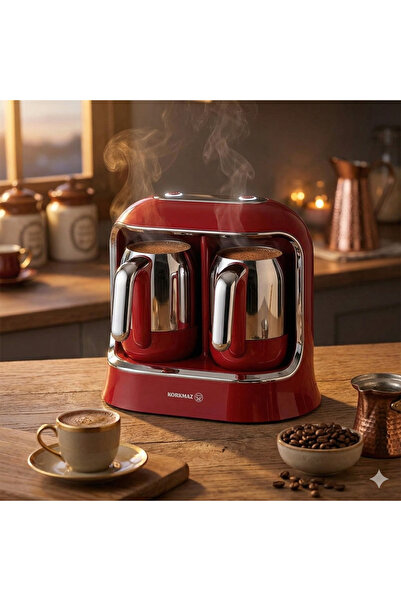 korkmaz züccaciye Korkmaz Kahvekolik Twin Turkish Coffee Machine A861, 4+4 Cu...