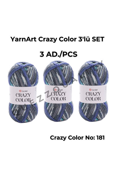 Yarnart مجموعة كريزي كولور المكونة من 3 خيوط محبوكة يدويًا رقم: 110